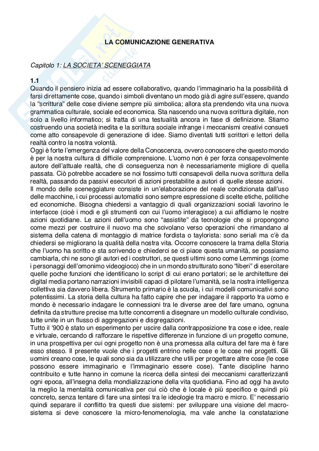 Riassunto esame Teorie e tecniche della comunicazione, Prof. Tarchi Marco, libro consigliato La comunicazione generativa, Toschi Pag. 1