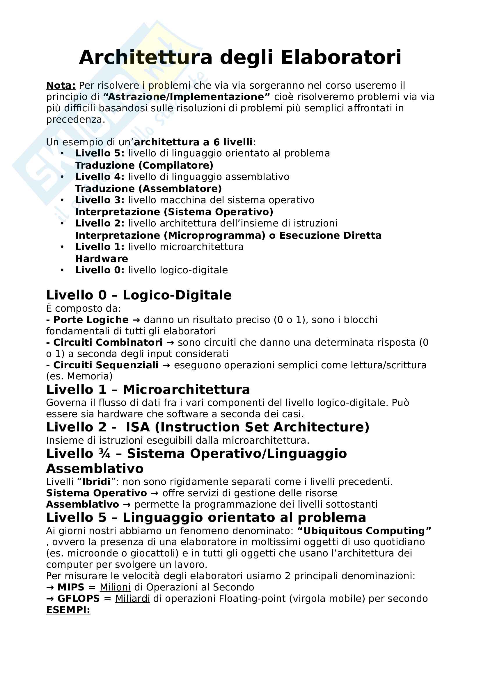 Architettura degli Elaboratori Pag. 1