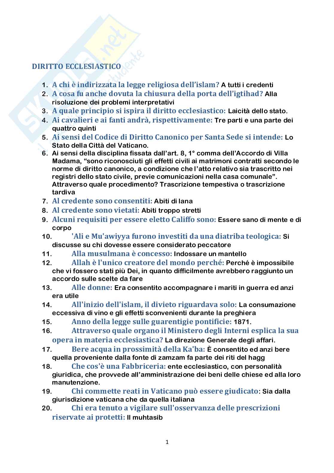 Paniere nuovo (2026) di Diritto ecclesiastico  Pag. 2