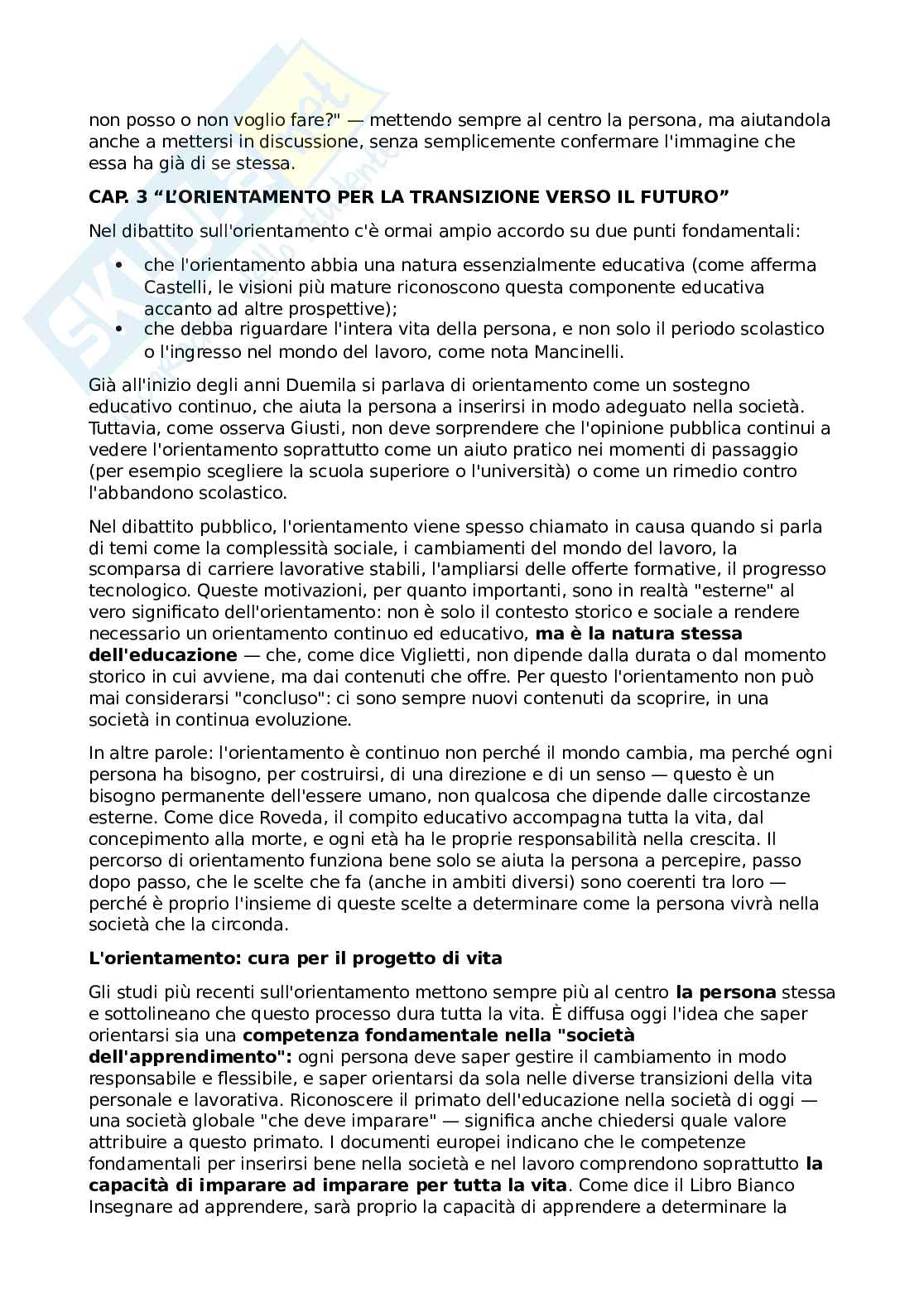Riassunto esame Pedagogia , Prof. Girotti Luca, libro consigliato L'orientamento come bene comune, Girotti Pag. 16