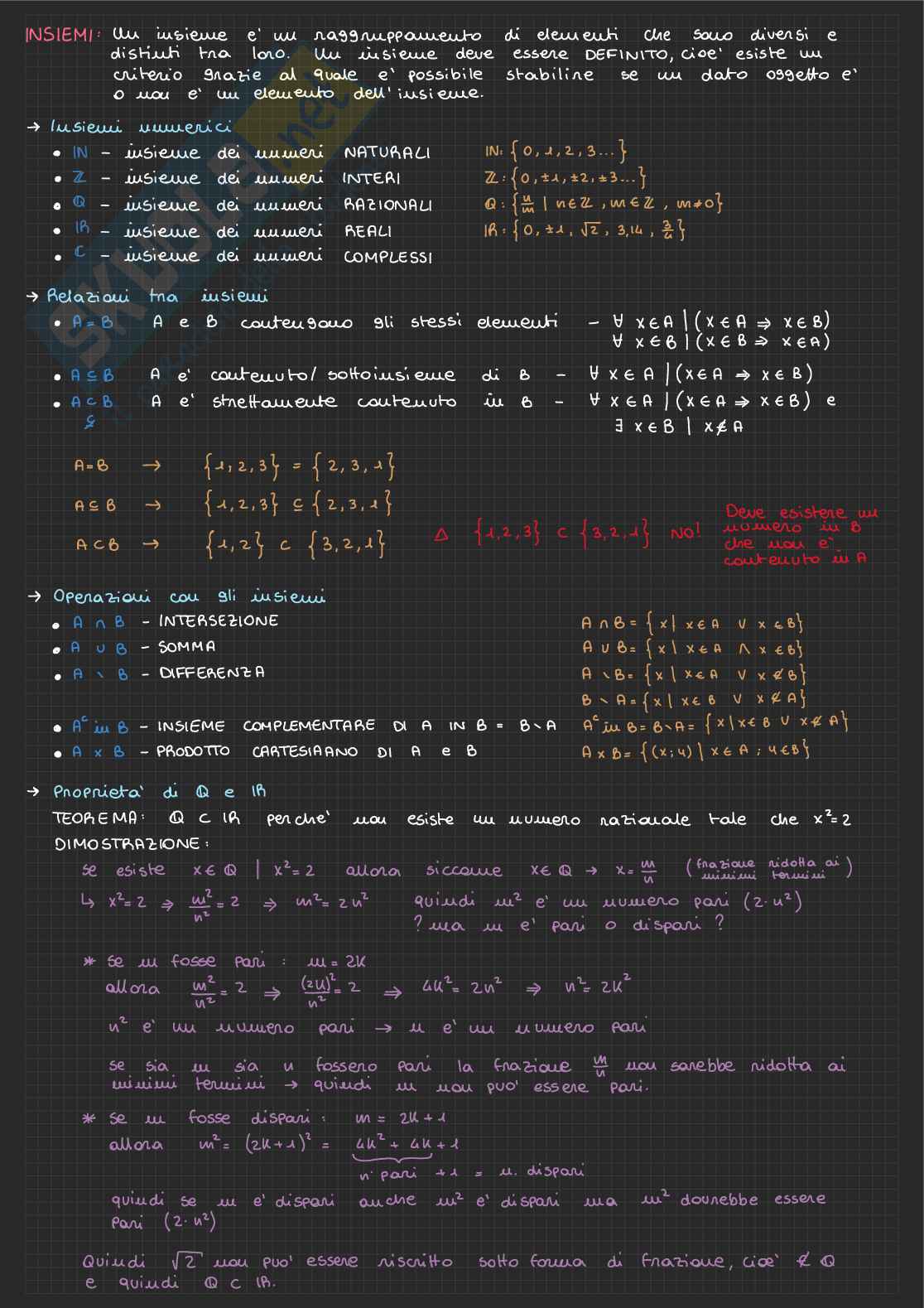 Analisi matematica 1 – Parte 1: insiemi, intervalli e successioni Pag. 1
