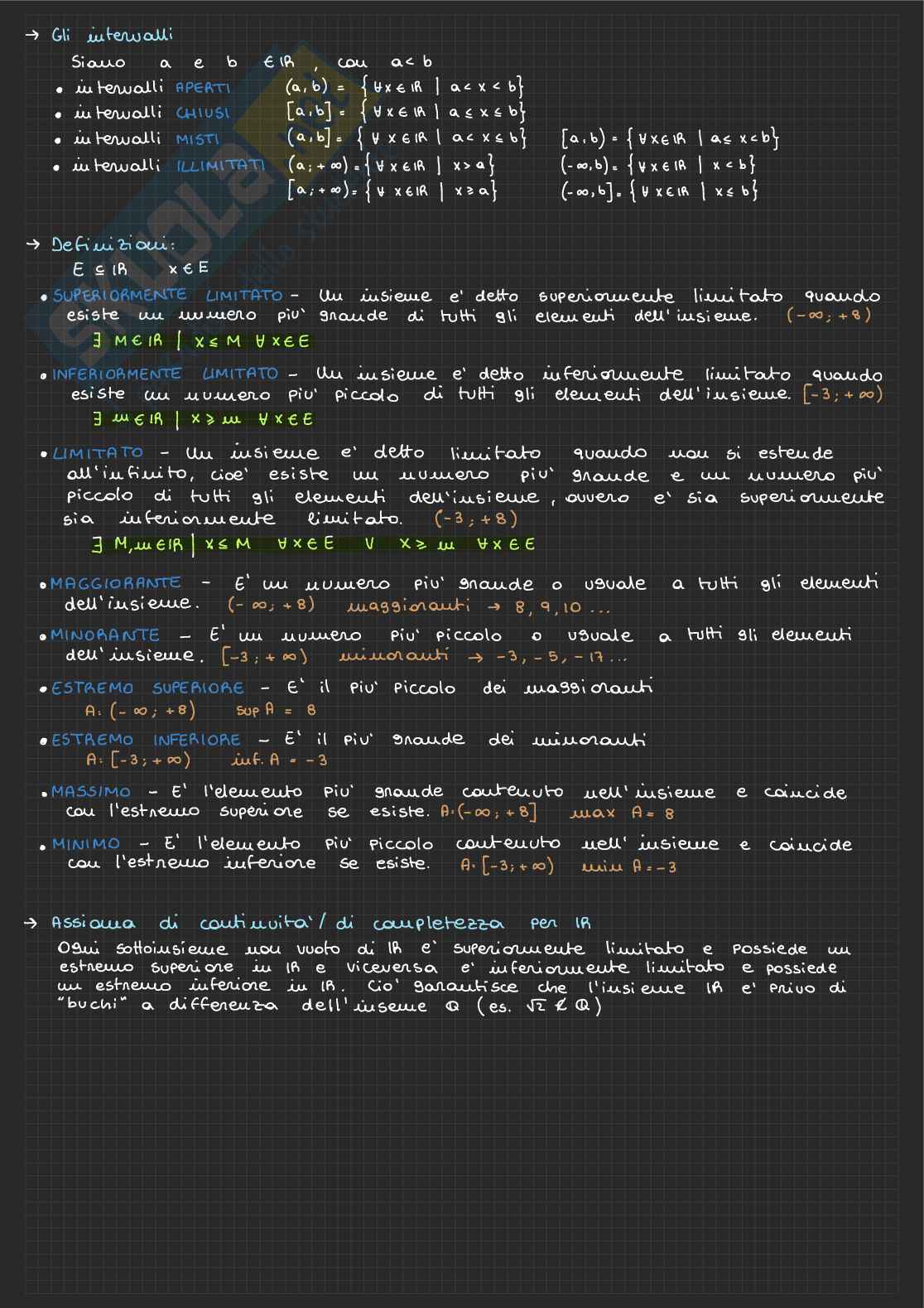 Analisi matematica 1 – Parte 1: insiemi, intervalli e successioni Pag. 2