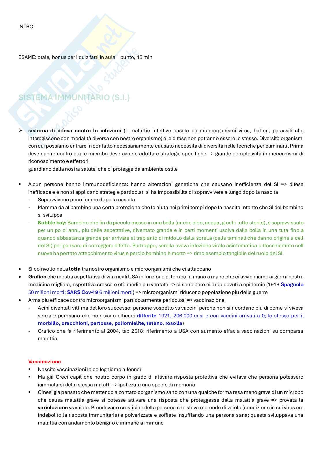 Appunti completi di Immunologia per esame  Pag. 1