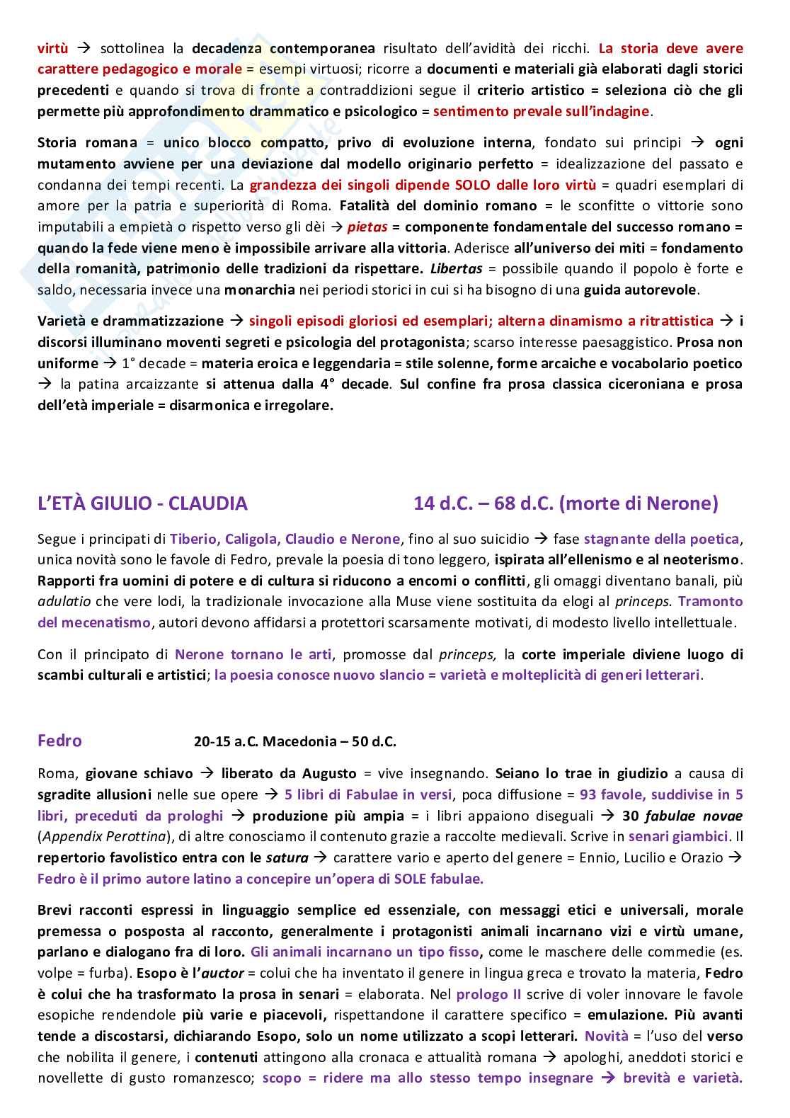 Riassunto degli autori latini principali Pag. 16