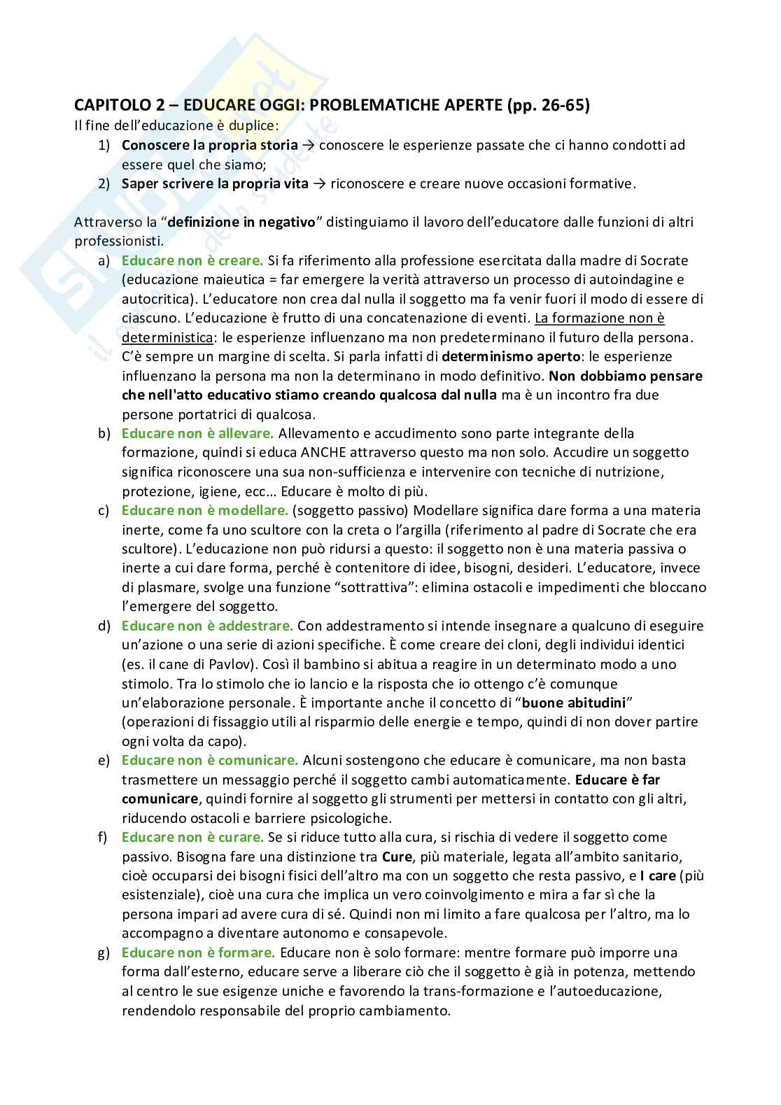 Riassunto esame Pedagogia generale, Prof. Priore Alessandra, libro consigliato Pedagogia generale, Kanizsa Pag. 6
