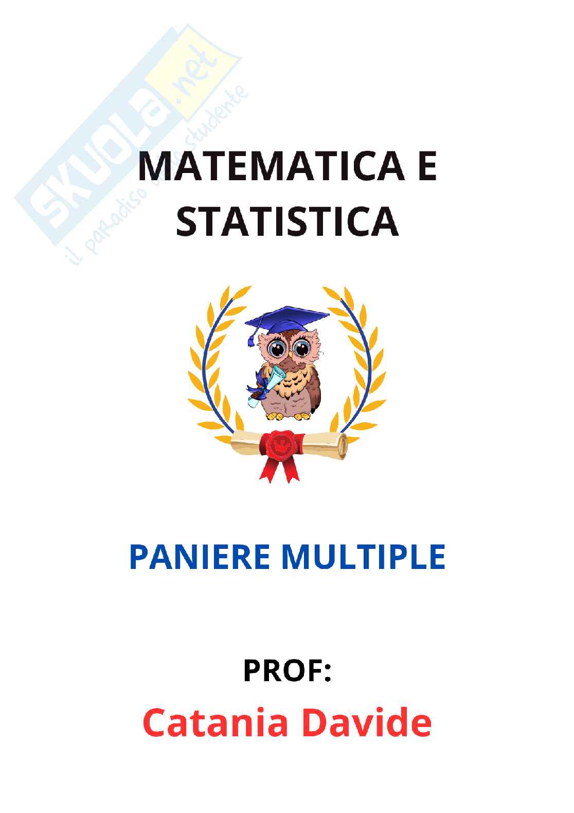 Paniere Matematica e statistica - Risposte multiple - aggiornato (2026) Pag. 1