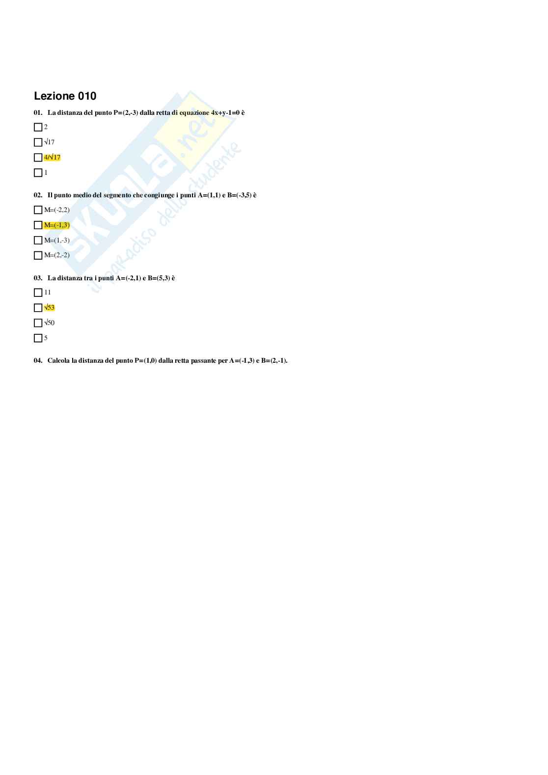 Paniere Matematica e statistica - Risposte multiple - aggiornato (2026) Pag. 11