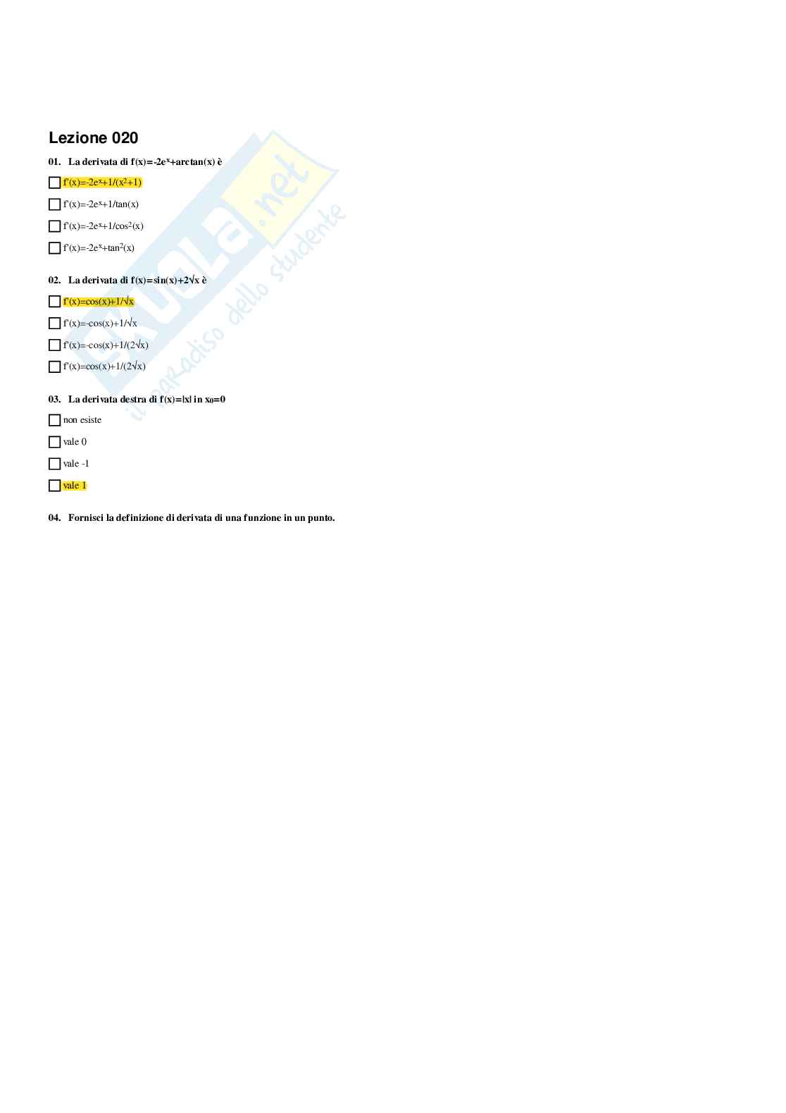 Paniere Matematica e statistica - Risposte multiple - aggiornato (2026) Pag. 21