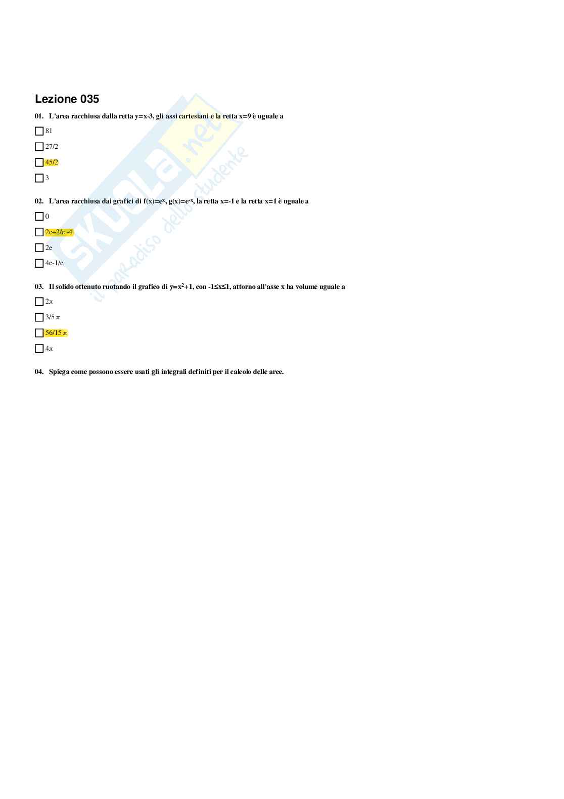 Paniere Matematica e statistica - Risposte multiple - aggiornato (2026) Pag. 36