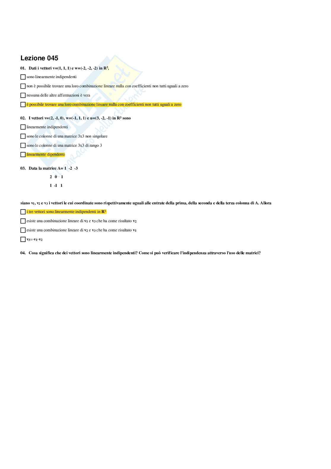 Paniere Matematica e statistica - Risposte multiple - aggiornato (2026) Pag. 46