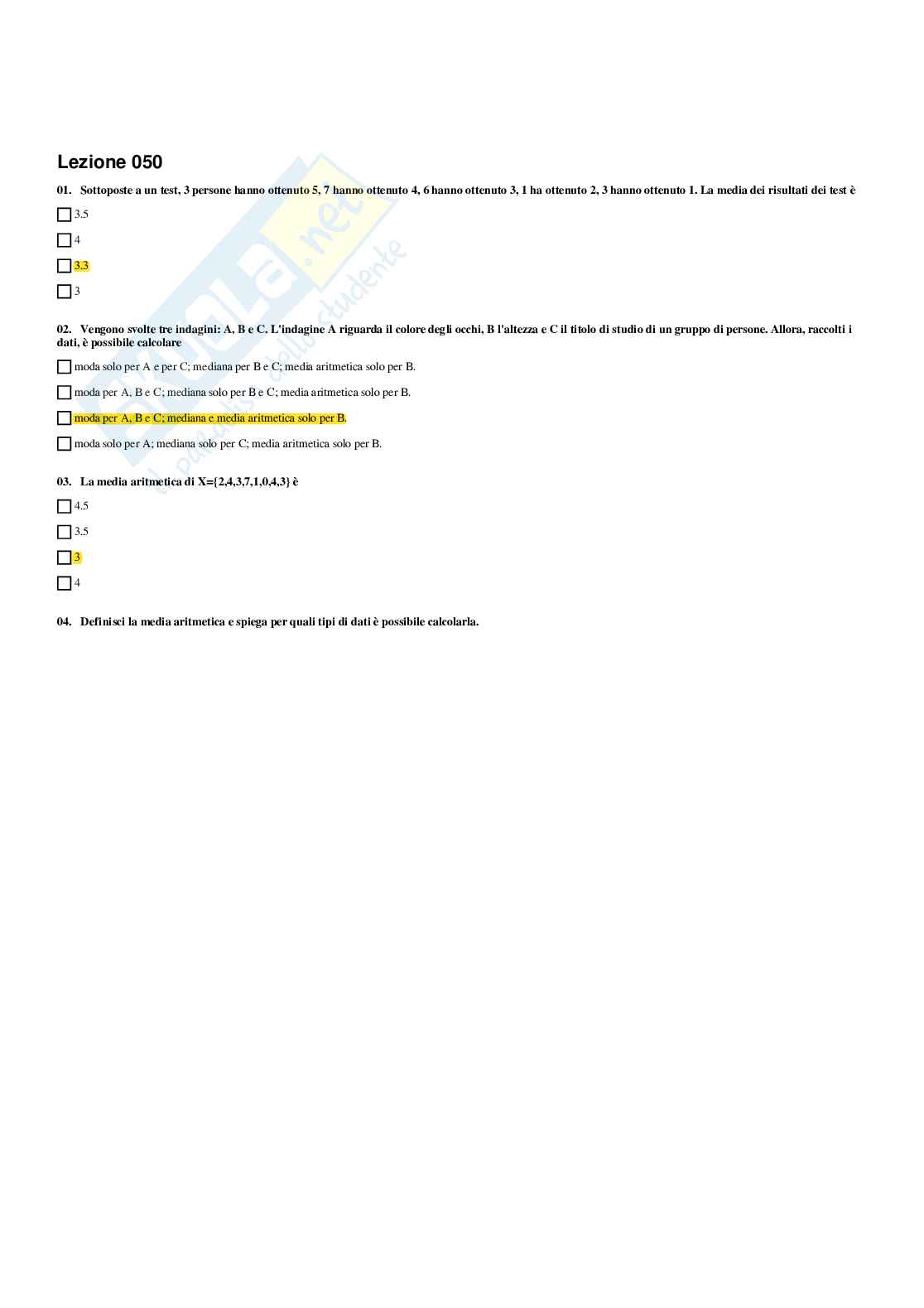 Paniere Matematica e statistica - Risposte multiple - aggiornato (2026) Pag. 51