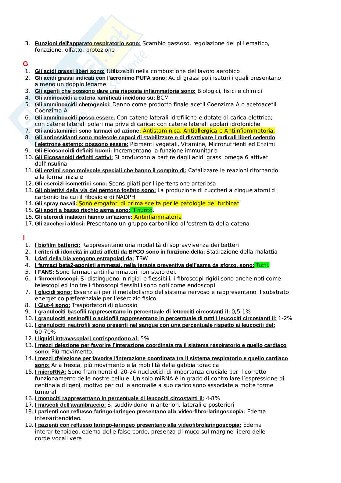 Paniere Il ruolo delle vie aeree nello sport, aggiornato e completo con domande extra Pag. 2