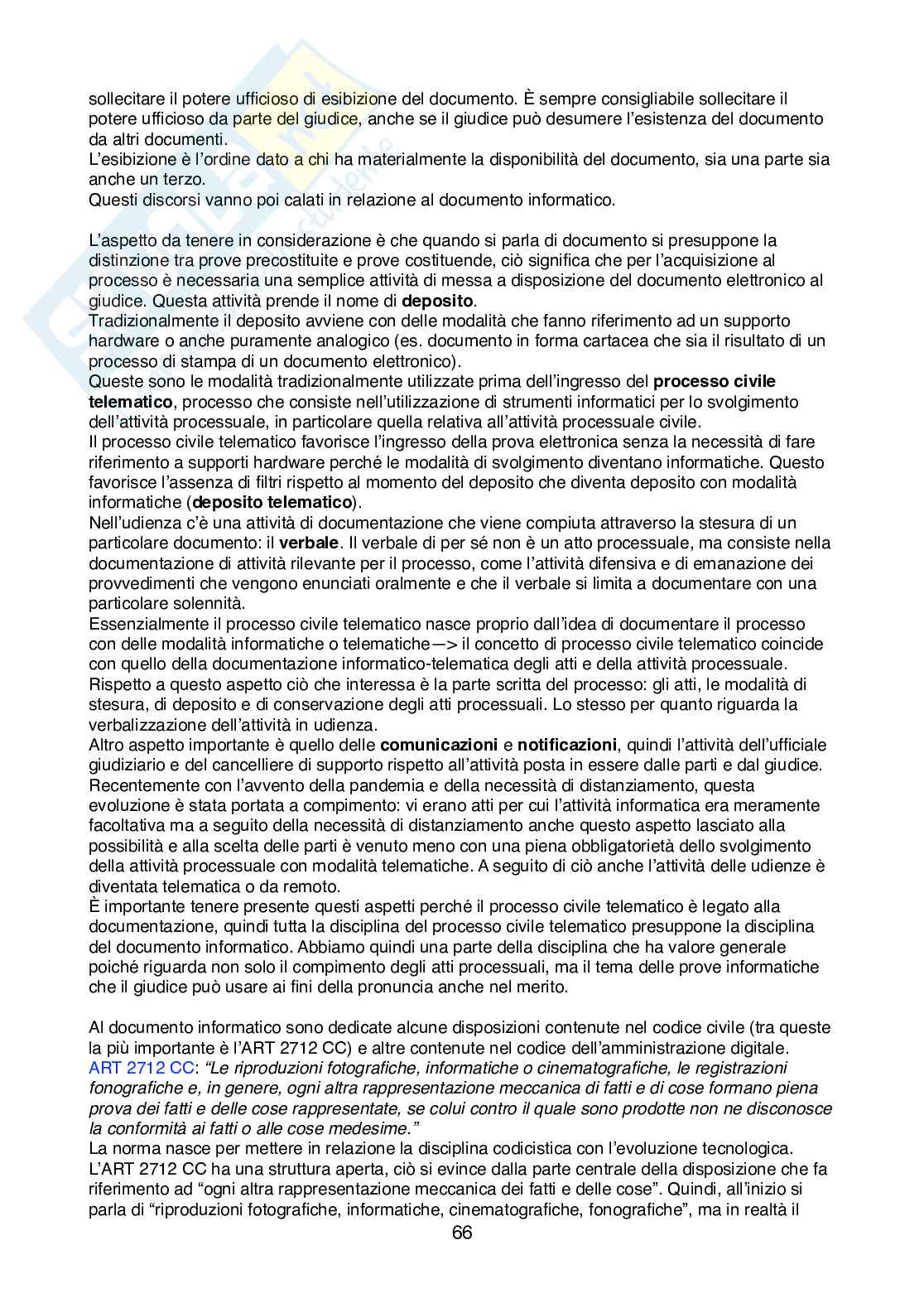 Diritto processuale civile  Pag. 66