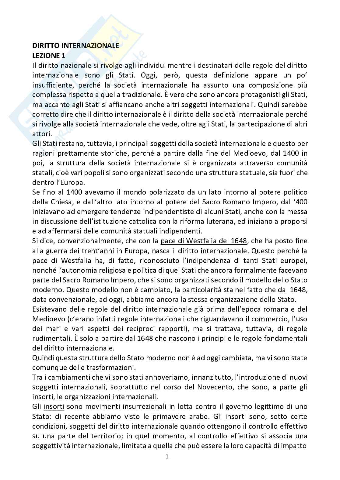 Diritto internazionale Pag. 1