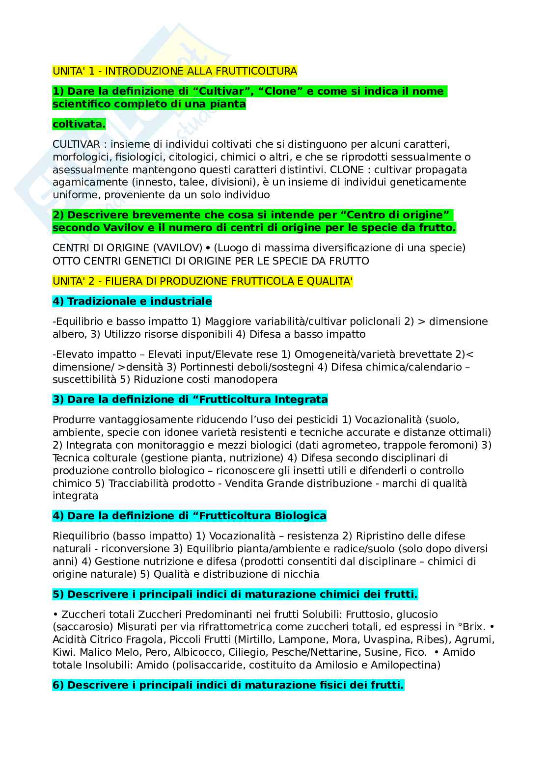 Domande e risposte Frutticoltura Pag. 1