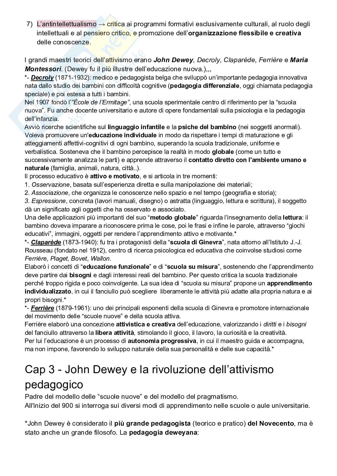 Riassunto esame Storia dei processi comunicativi e formativi, Prof. Zoran Lapov, libro consigliato La pedagogia del Novecento, Cambi Pag. 11