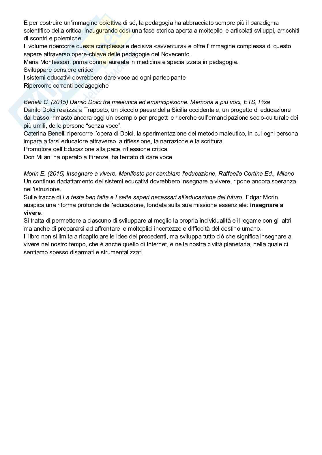 Riassunto esame Storia dei processi comunicativi e formativi, Prof. Zoran Lapov, libro consigliato La pedagogia del Novecento, Cambi Pag. 2