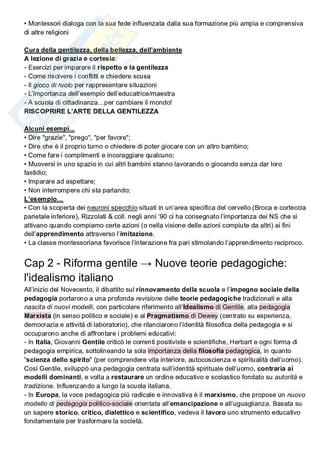 Riassunto esame Storia dei processi comunicativi e formativi, Prof. Zoran Lapov, libro consigliato La pedagogia del Novecento, Cambi Pag. 26
