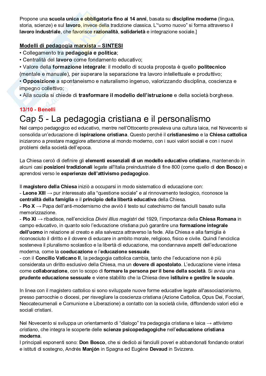 Riassunto esame Storia dei processi comunicativi e formativi, Prof. Zoran Lapov, libro consigliato La pedagogia del Novecento, Cambi Pag. 36