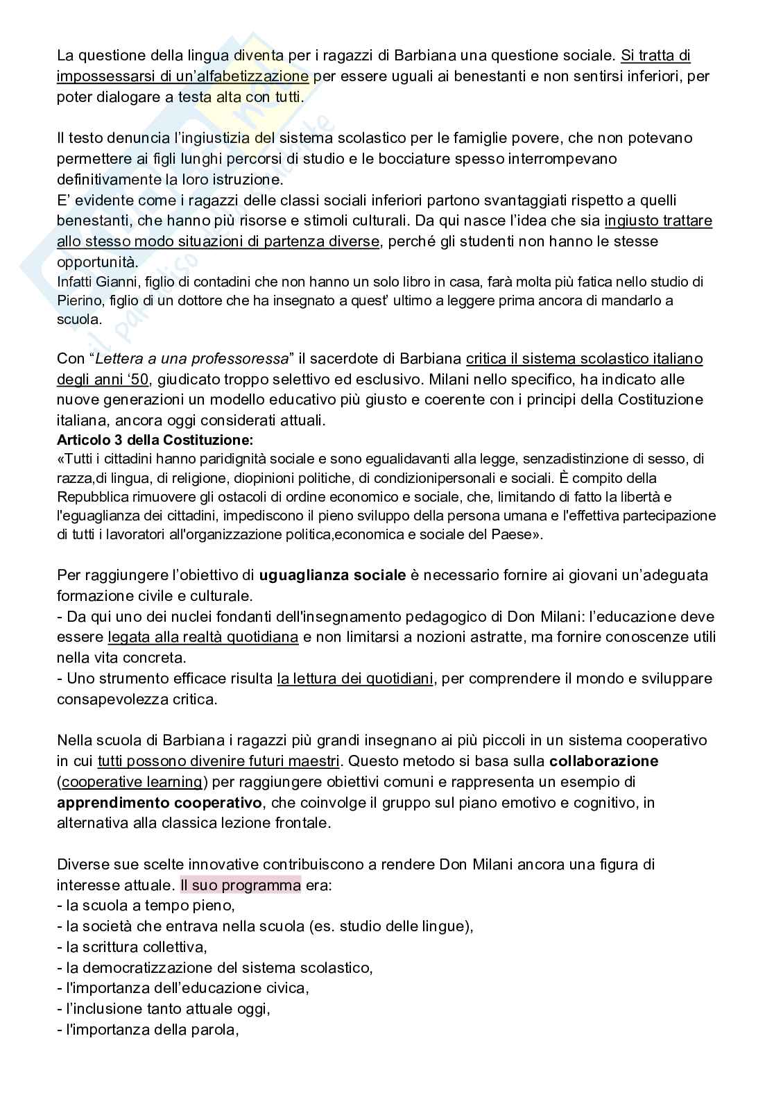 Riassunto esame Storia dei processi comunicativi e formativi, Prof. Zoran Lapov, libro consigliato La pedagogia del Novecento, Cambi Pag. 41