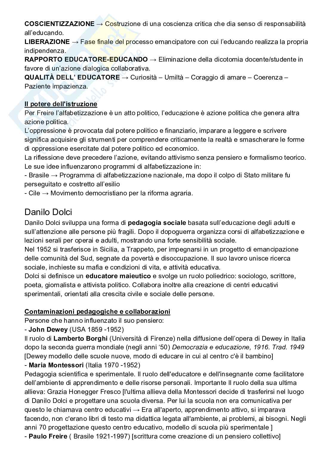 Riassunto esame Storia dei processi comunicativi e formativi, Prof. Zoran Lapov, libro consigliato La pedagogia del Novecento, Cambi Pag. 46