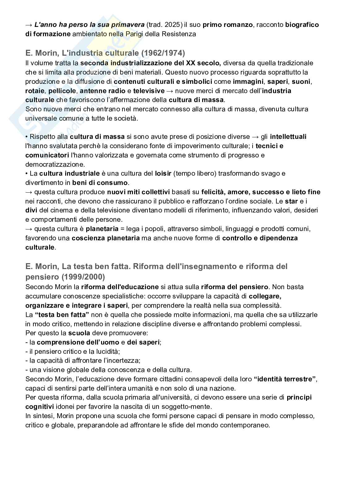 Riassunto esame Storia dei processi comunicativi e formativi, Prof. Zoran Lapov, libro consigliato La pedagogia del Novecento, Cambi Pag. 86