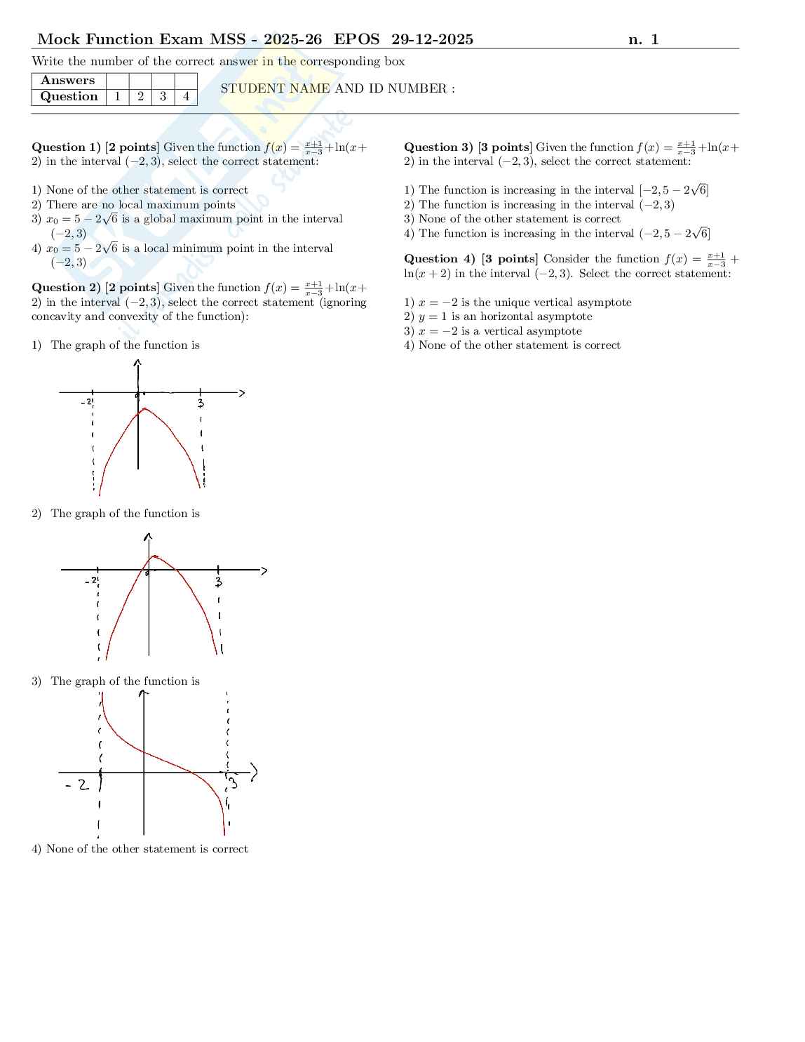 Full Mock Exam Matematica Pag. 2