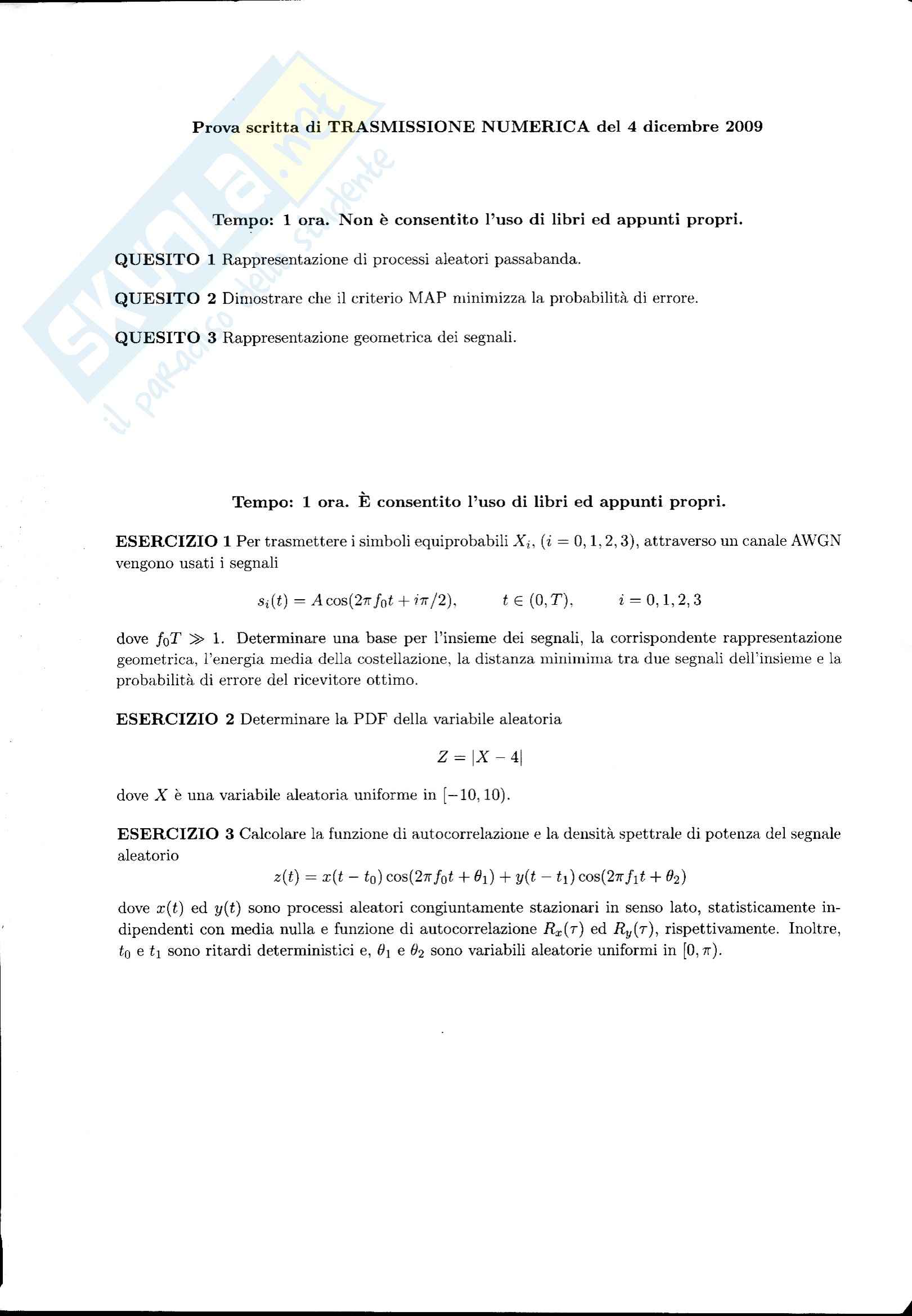 Trasmissione numerica - Esercitazione Pag. 1