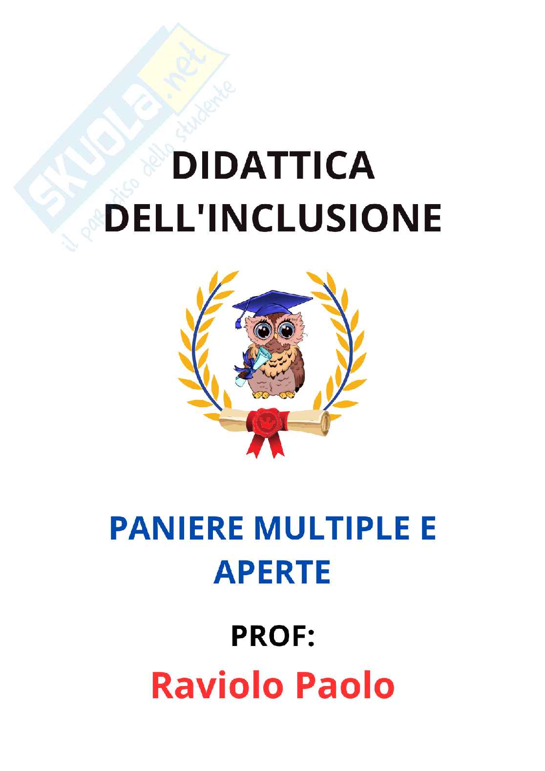 Paniere Completo di Didattica dell'inclusione (2026) - Risposte multiple e aperte corrette Pag. 1