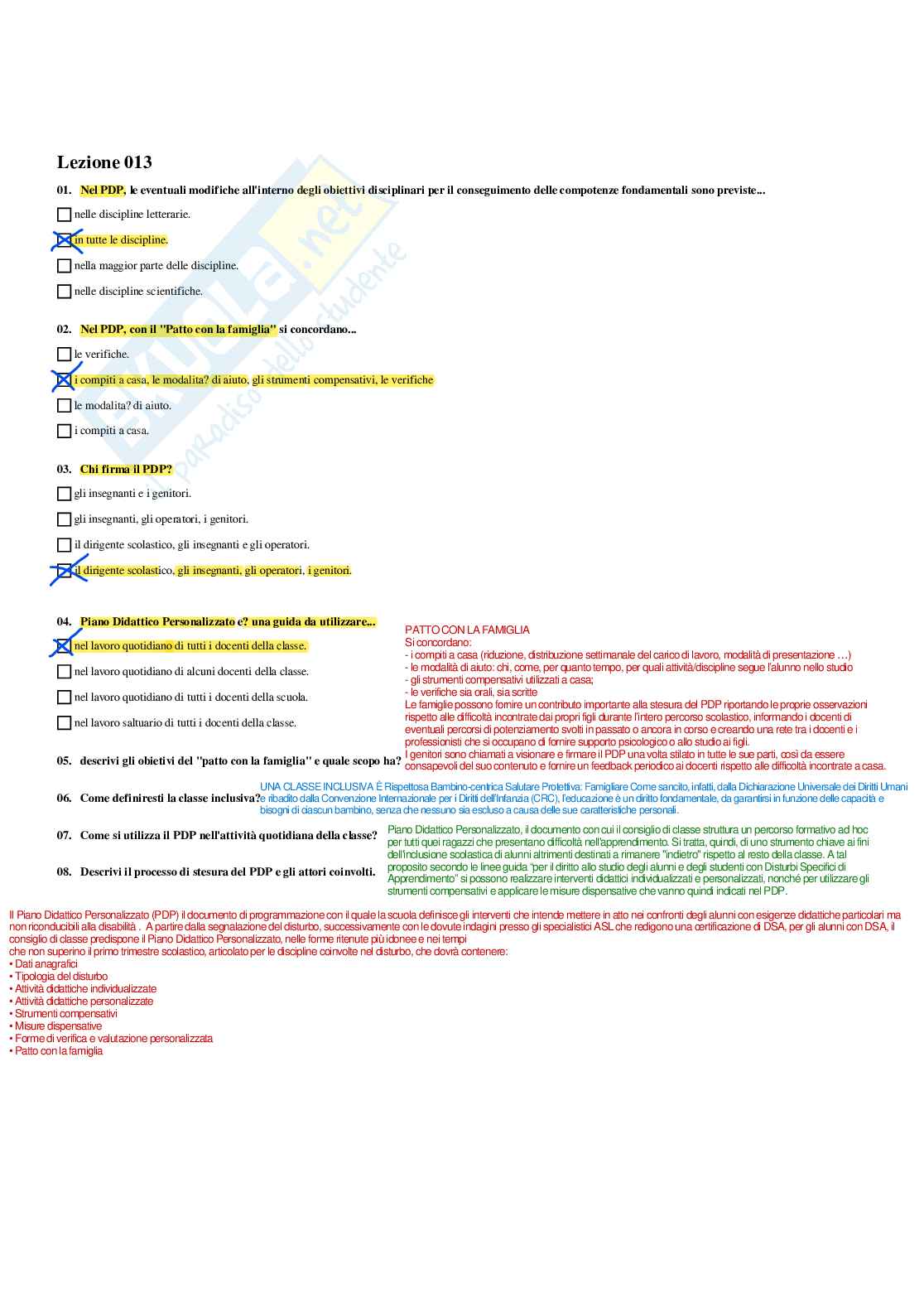 Paniere Completo di Didattica dell'inclusione (2026) - Risposte multiple e aperte corrette Pag. 11