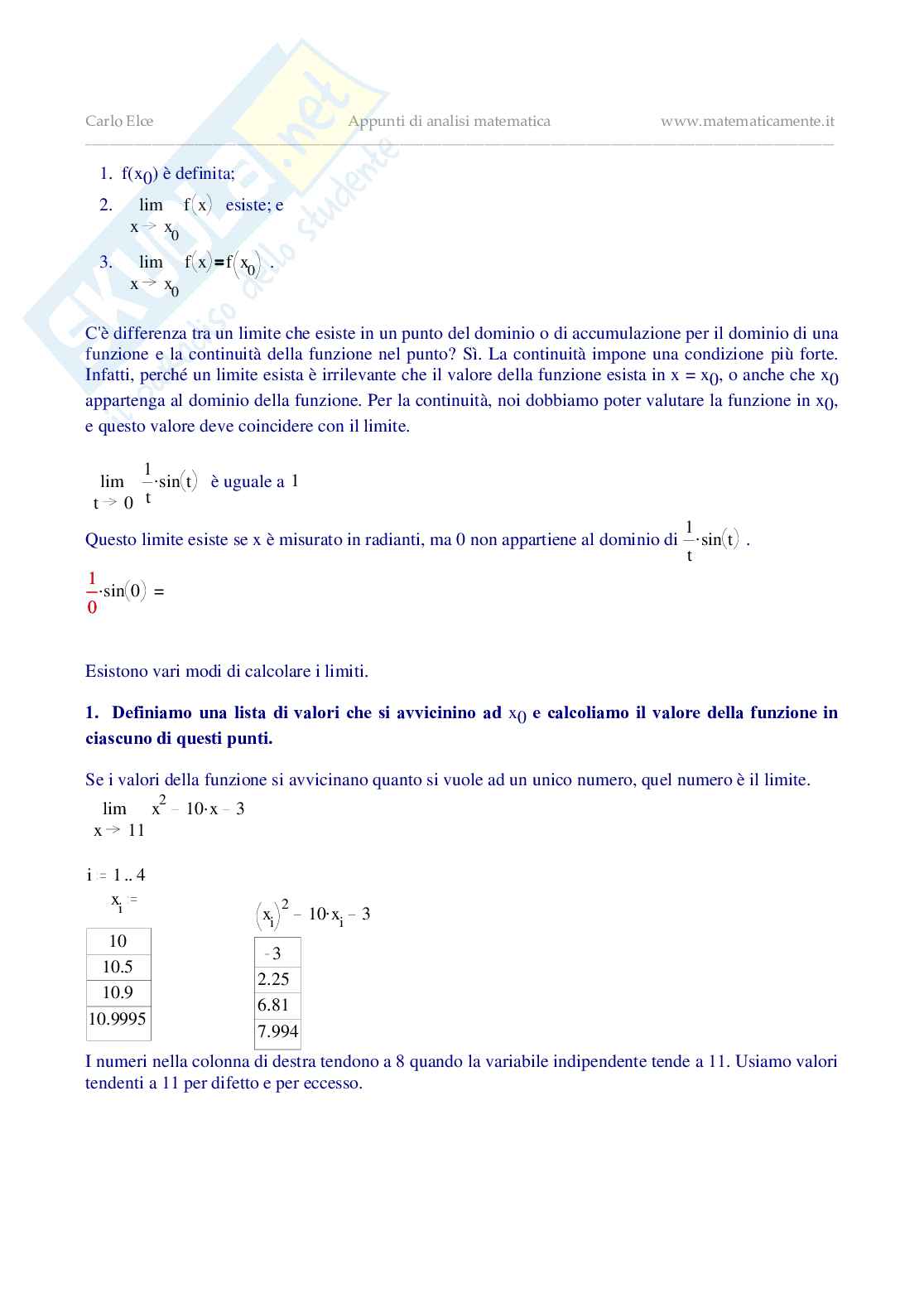 Limiti e funzioni continue Pag. 2