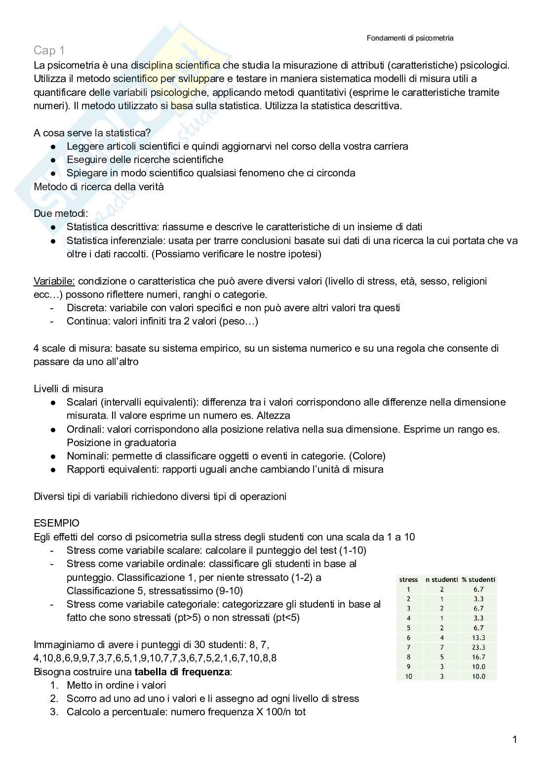 Fondamenti di psicometria Pag. 1