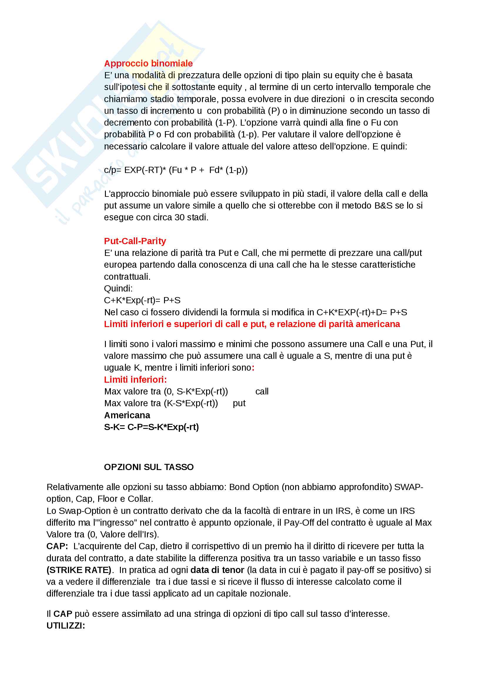Riassunti di Strumenti Derivati corso di Pasqualina Porretta Pag. 16