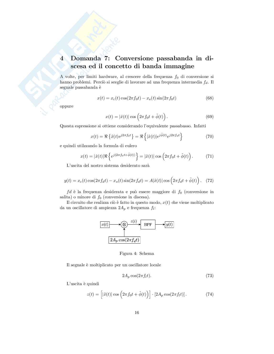 Trasmissione dei segnali digitali - Conversione in discesa, banda immagine, campionamento diretto A/D in un solo passo Pag. 1