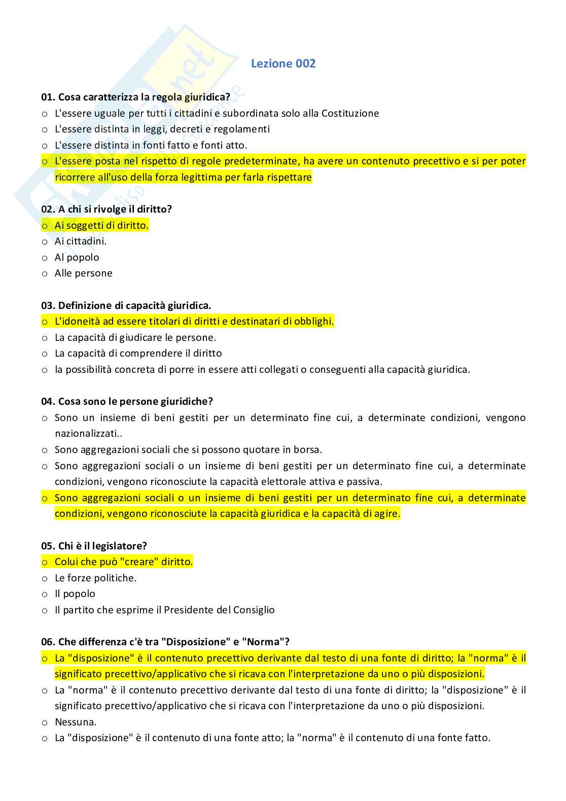 Paniere compilato con risposte chiuse di diritto costituzionale Pag. 2