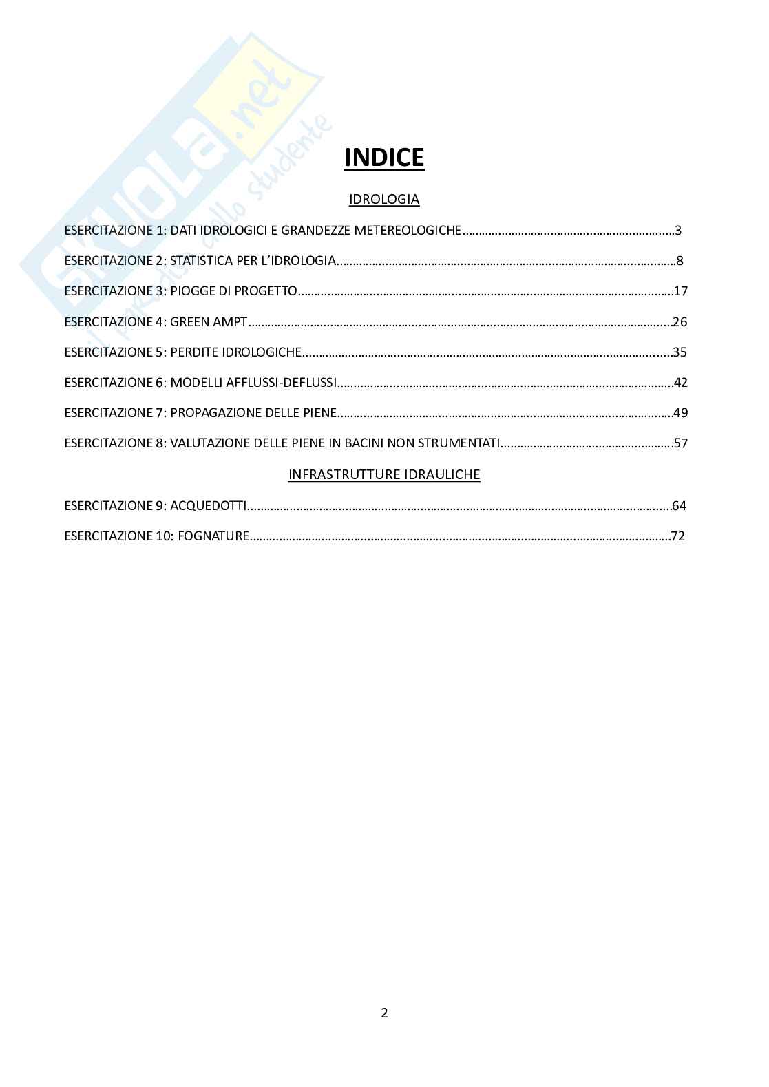 Relazione esercitazioni Idrologia e infrastrutture idrauliche Pag. 2