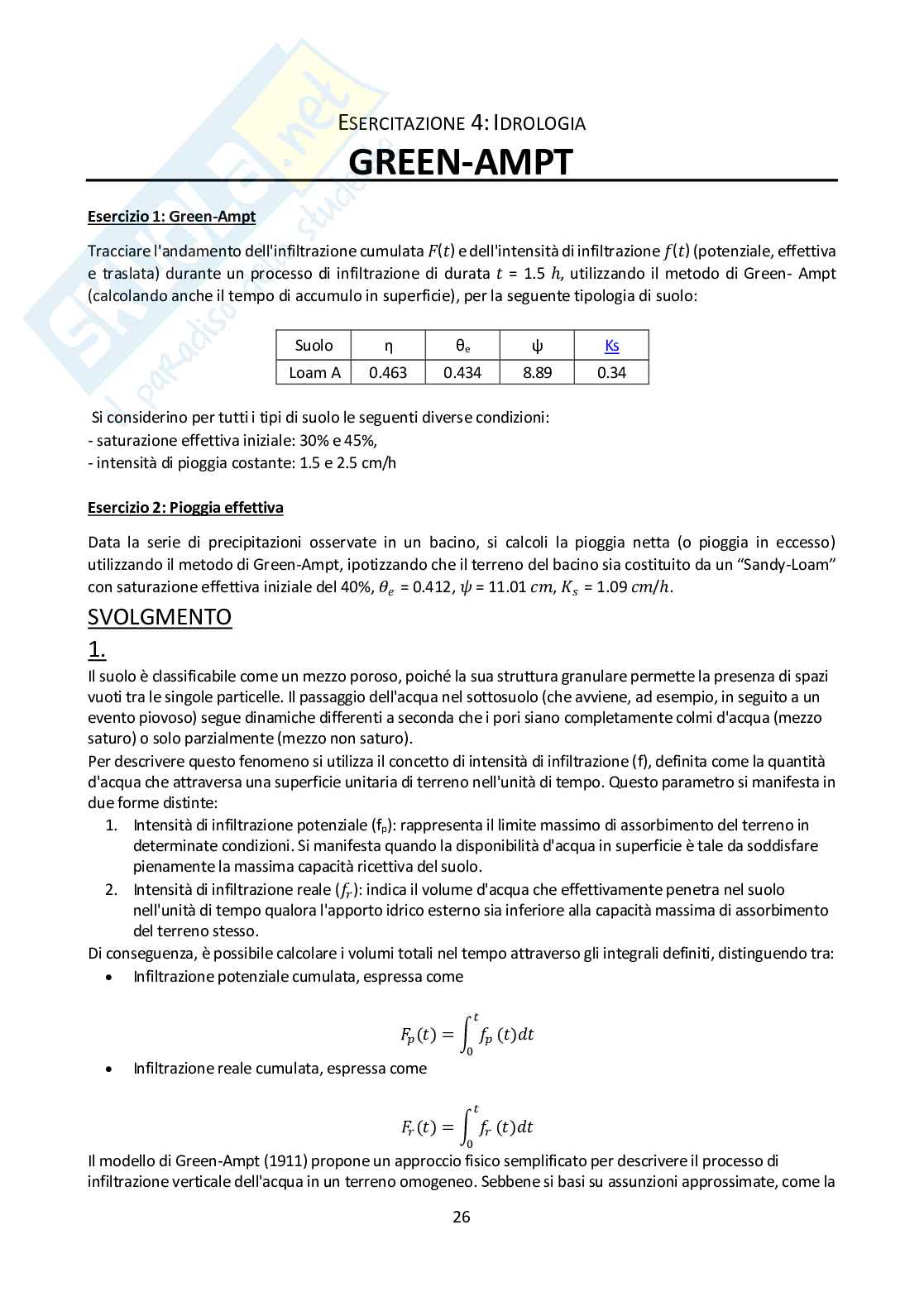 Relazione esercitazioni Idrologia e infrastrutture idrauliche Pag. 26