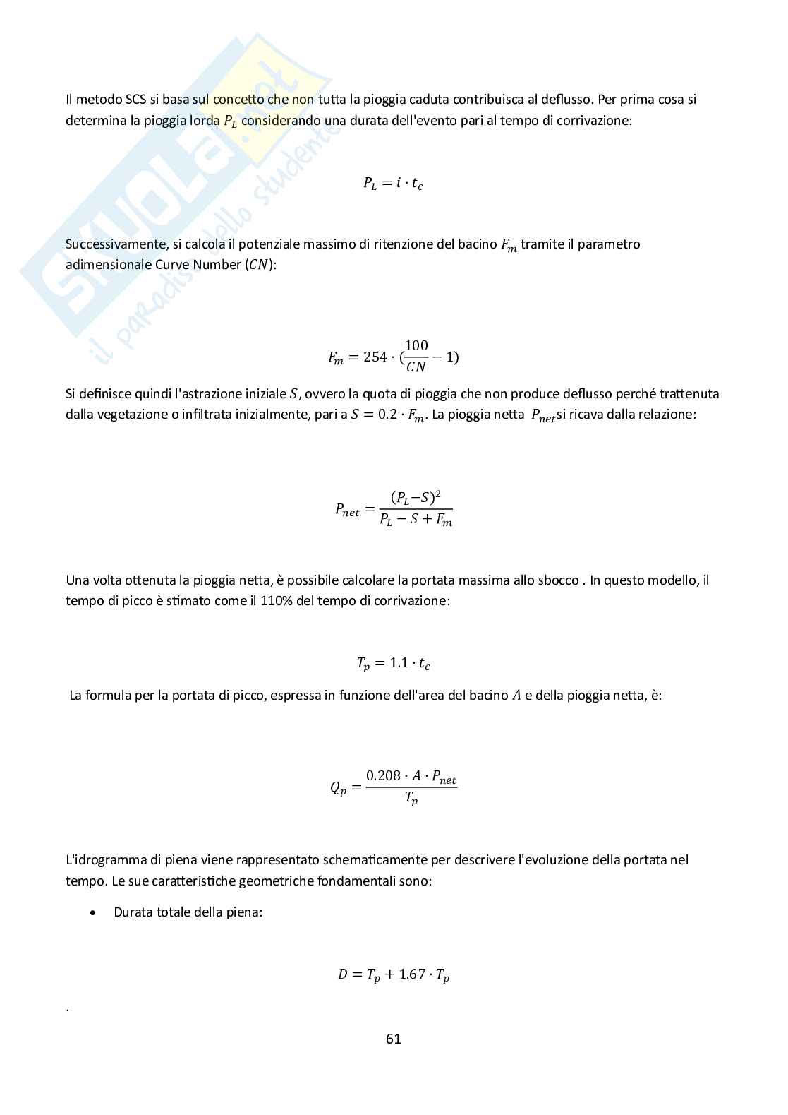 Relazione esercitazioni Idrologia e infrastrutture idrauliche Pag. 61