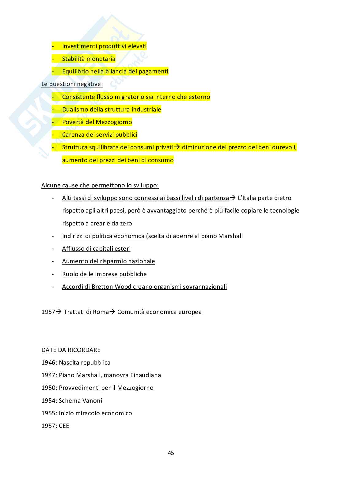 Riassunto esame Storia economica, Prof. Cafarelli Andrea, libro consigliato L'Italia economica. Tempi e fenomeni del cambiamento dall'Unità a oggi, Paolo Pecorari Pag. 46