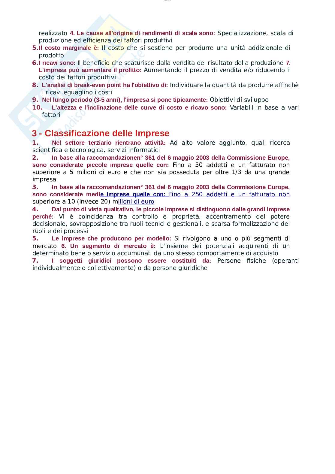 Paniere esame Economia e gestione delle imprese Pag. 2