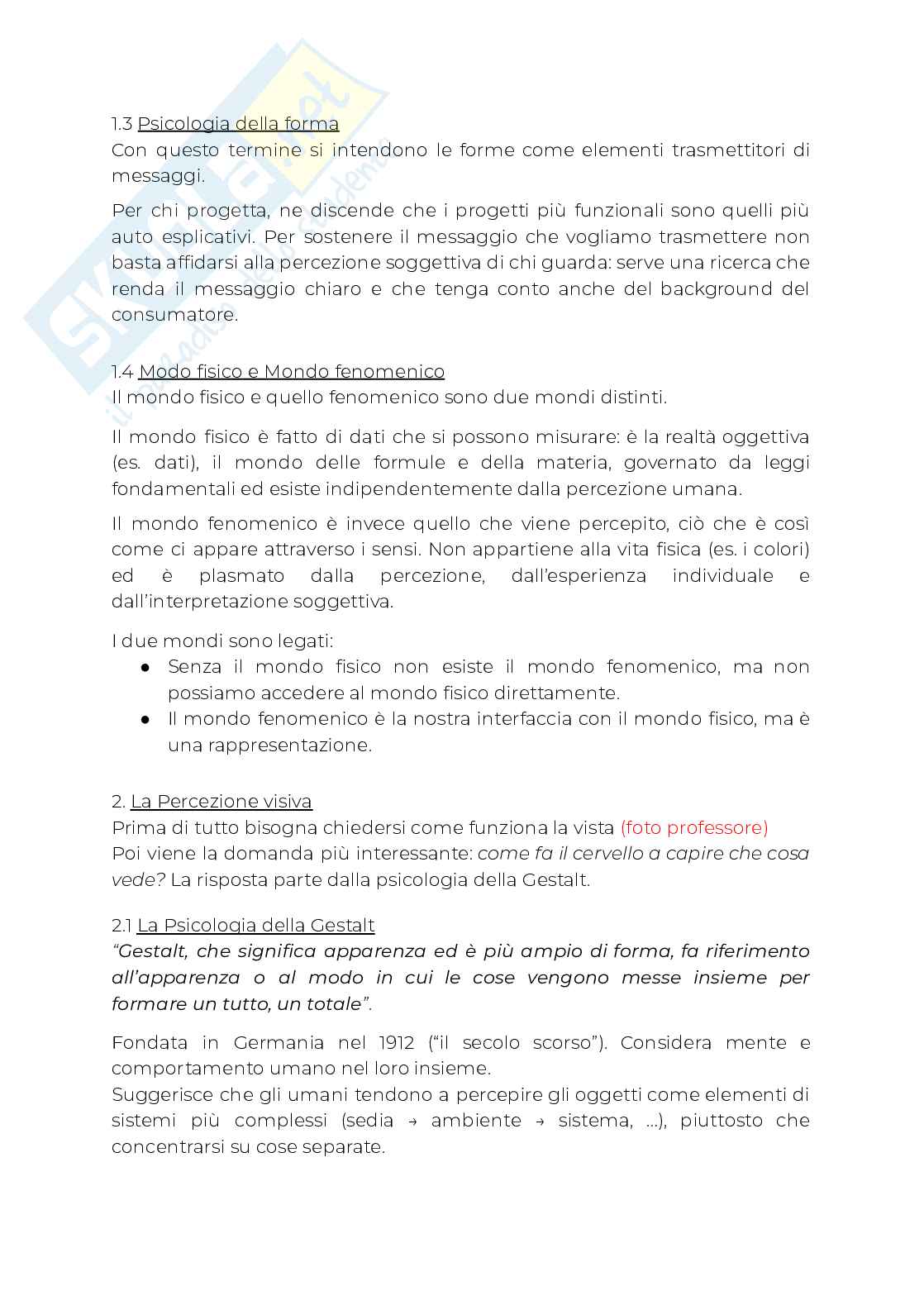 Teoria della percezione e psicologia della forma  Pag. 2