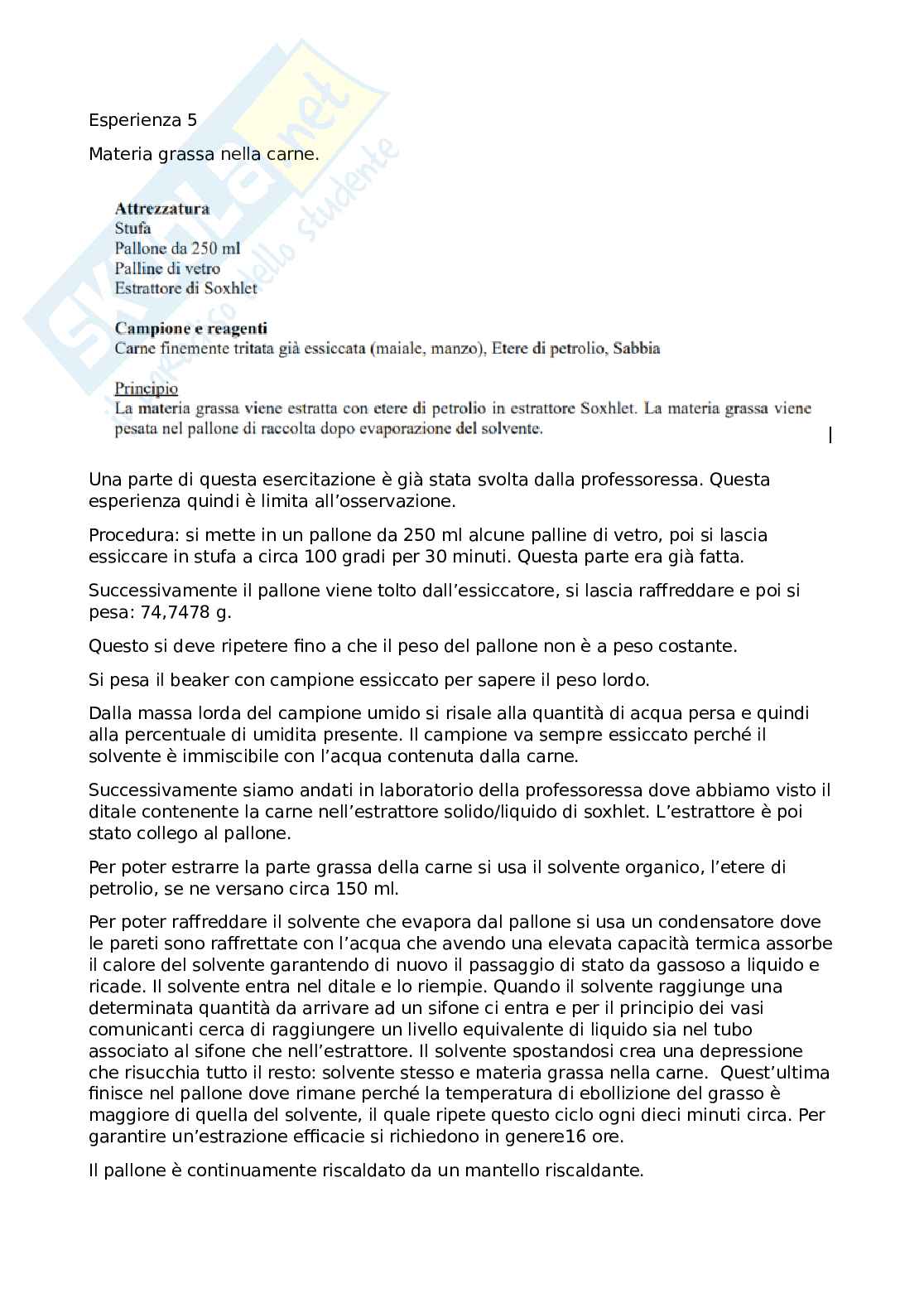 Esperienze di laboratorio. Scheda  Pag. 1