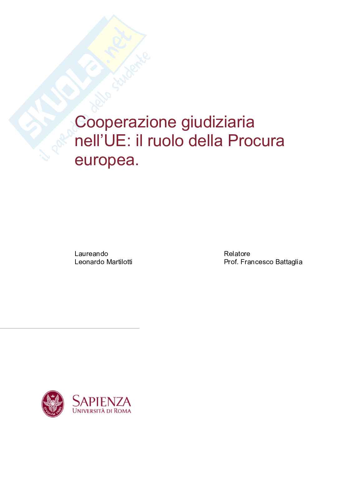 Cooperazione giudiziaria nell'UE: il ruolo della Procura Europea Pag. 1