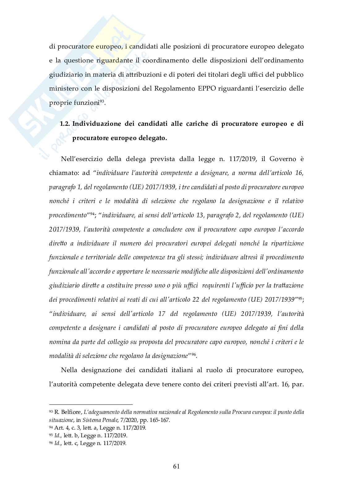 Cooperazione giudiziaria nell'UE: il ruolo della Procura Europea Pag. 66