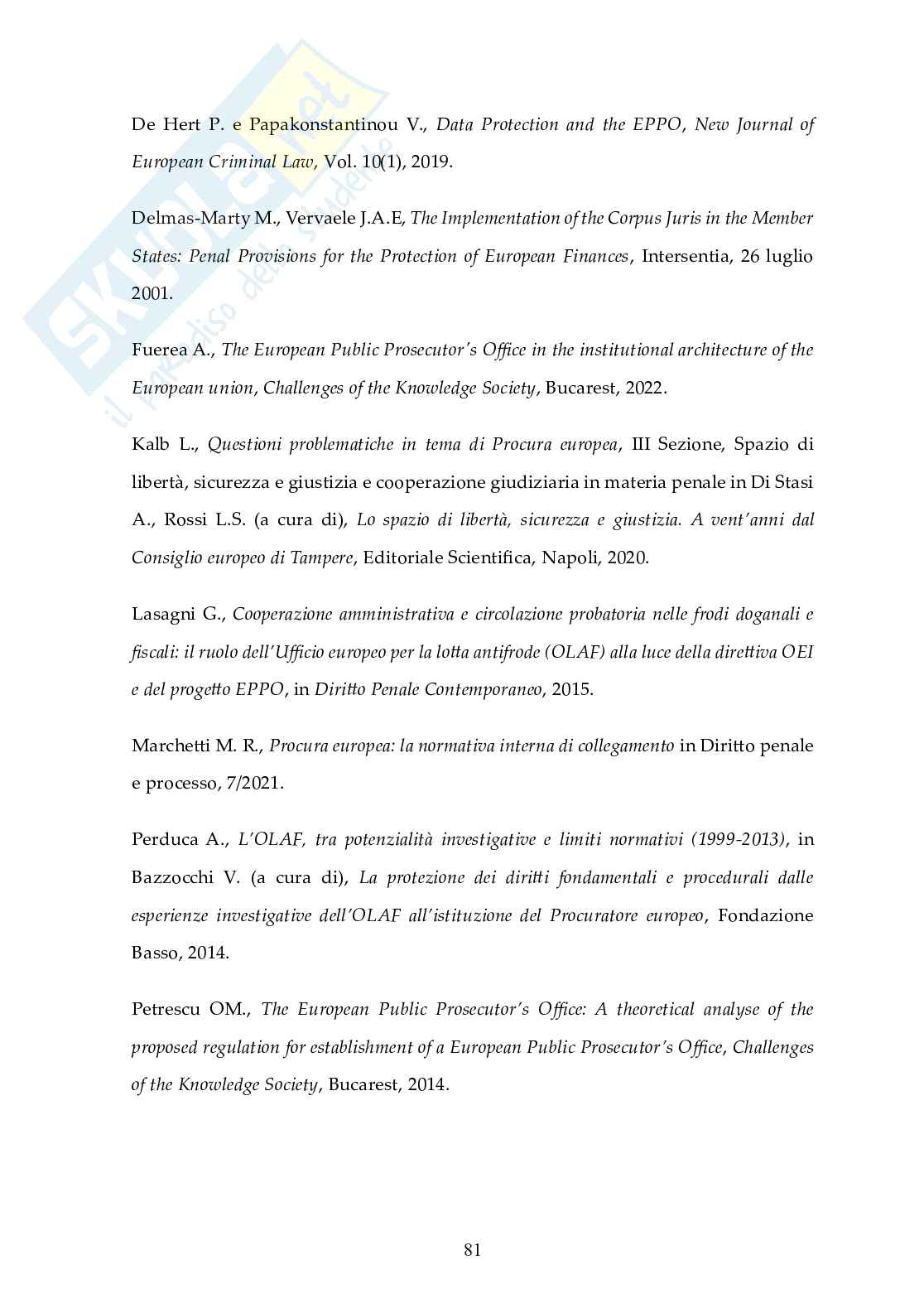 Cooperazione giudiziaria nell'UE: il ruolo della Procura Europea Pag. 86