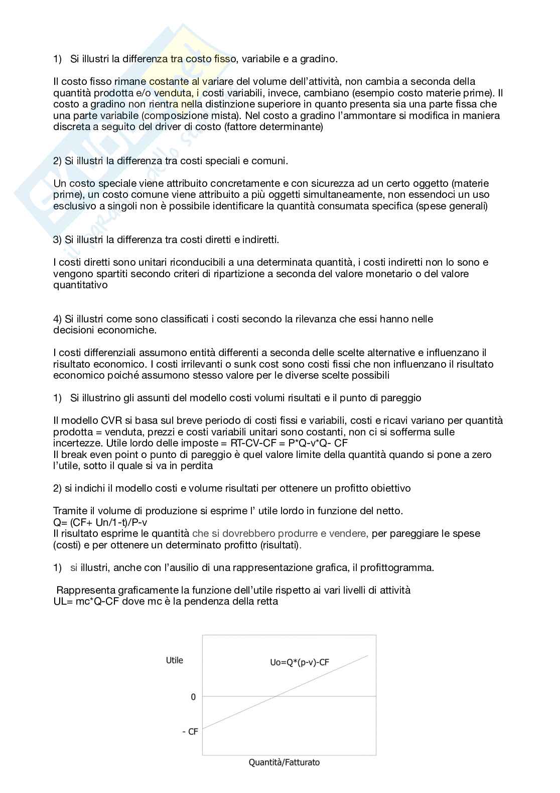 Domande aperte Sistemi controllo di gestione Pag. 1