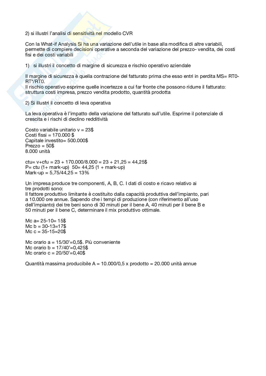 Domande aperte Sistemi controllo di gestione Pag. 2