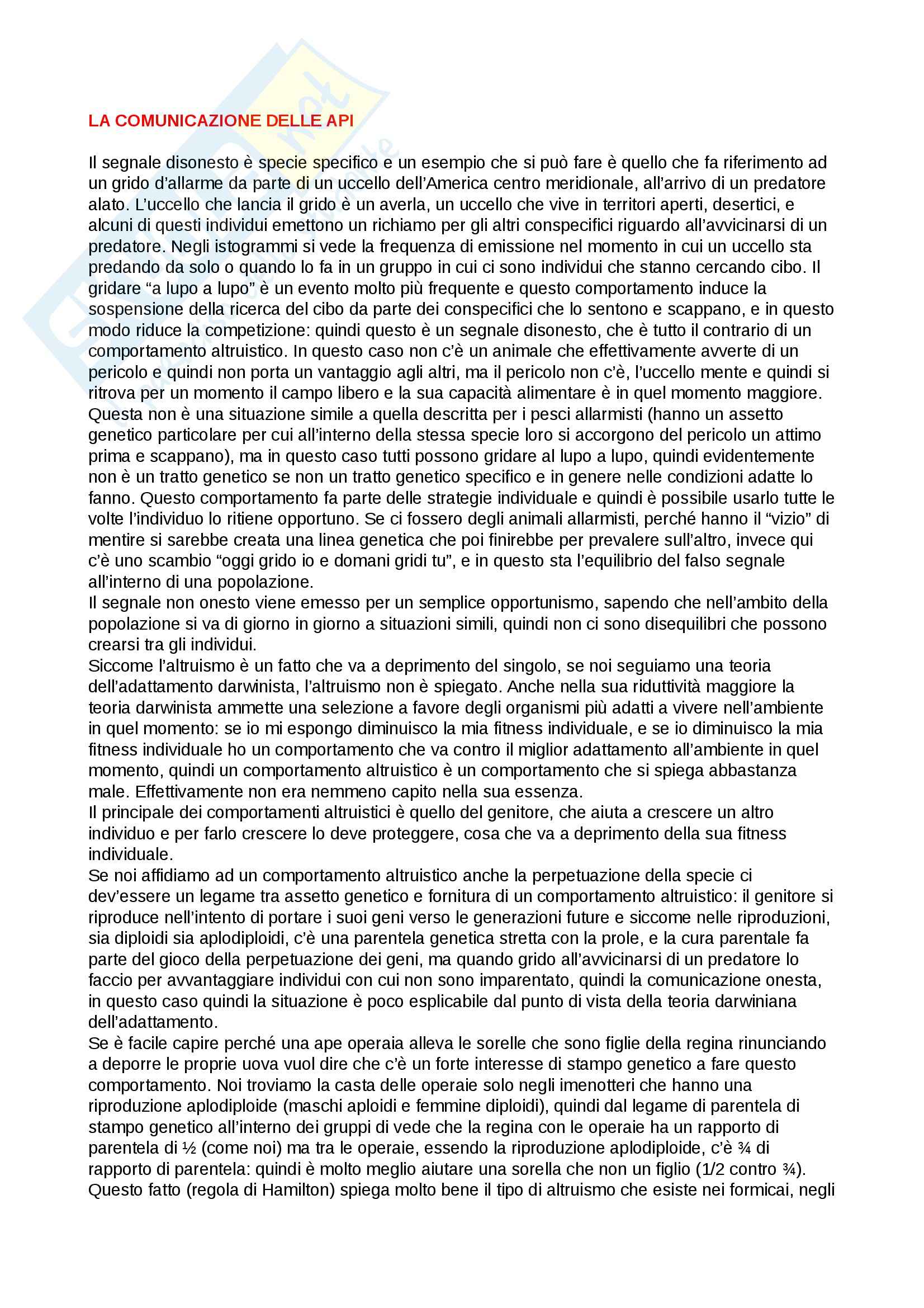 Comunicazione delle api, Etologia Pag. 1