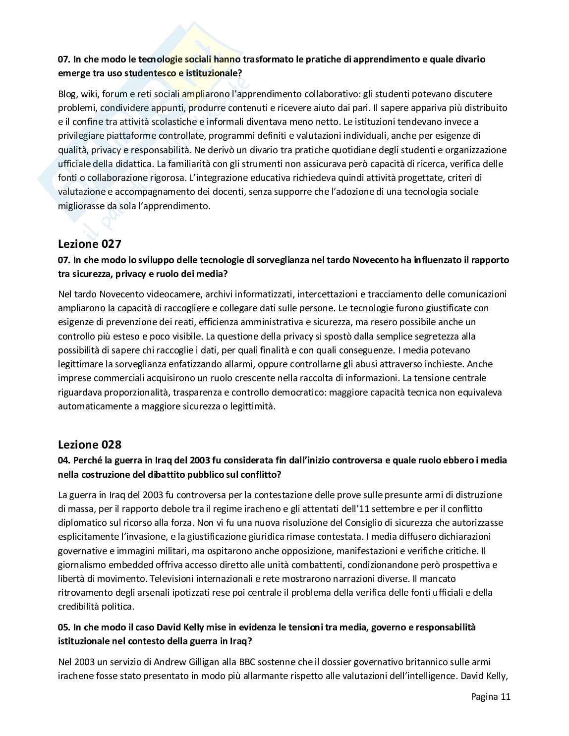 Risposte aperte Storia dei media, 2026 Pag. 11
