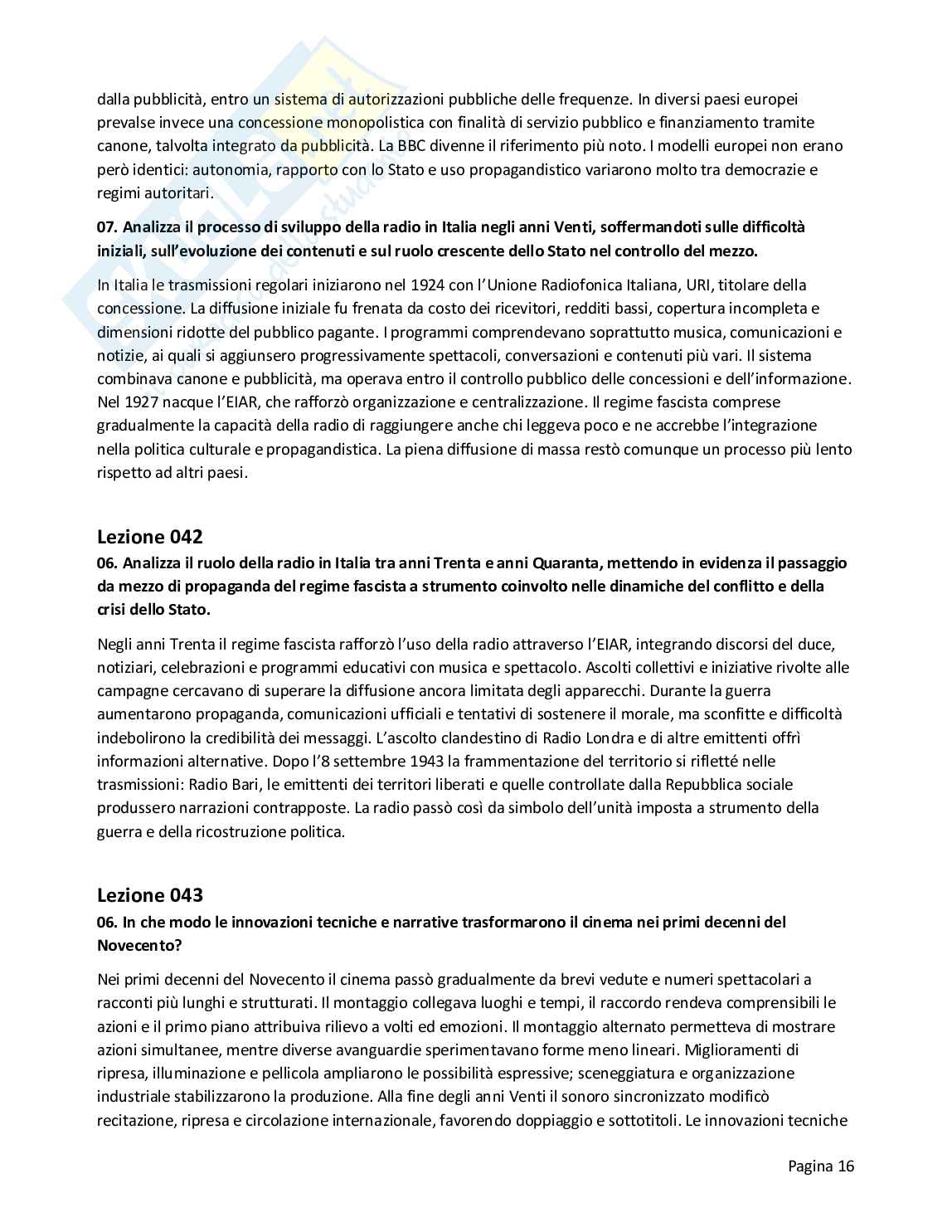 Risposte aperte Storia dei media, 2026 Pag. 16